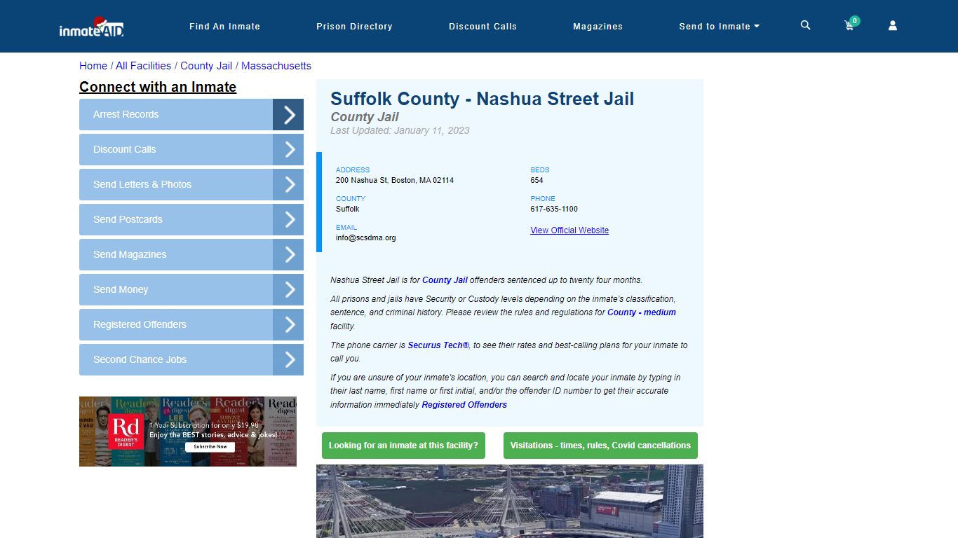 Suffolk County - Nashua Street Jail - Inmate Locator - Boston, MA