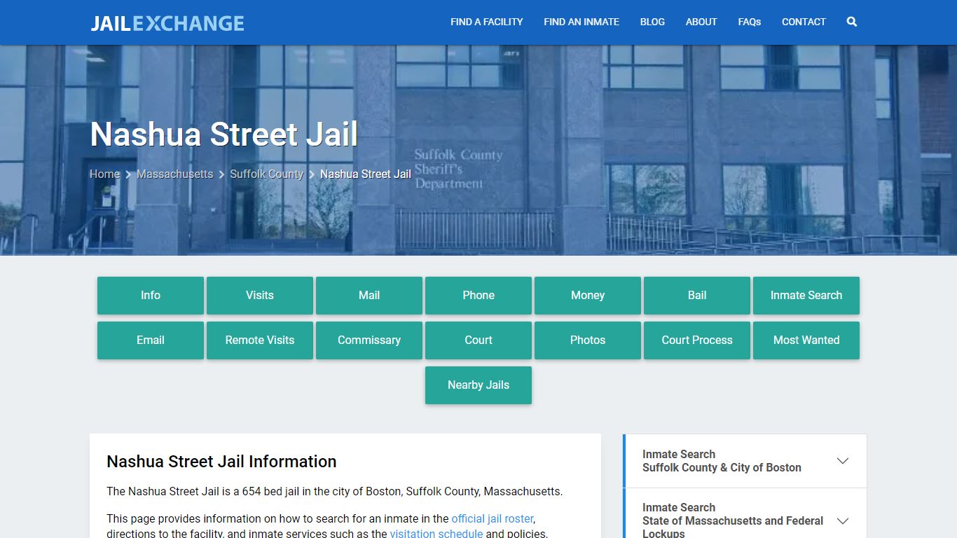 Nashua Street Jail, MA Inmate Search, Information